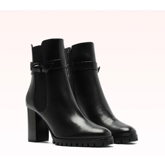 Alexandre Birman Clarita Leather Rain Boots in Black (Size 37.5)